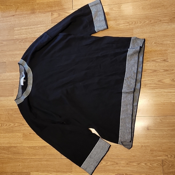 NWT Calvin Klein black striped cuff/hem sweater sz large - Picture 1 of 3